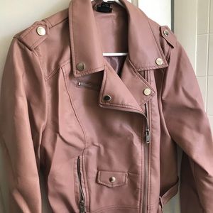 Mauve Pink Leather Jacket